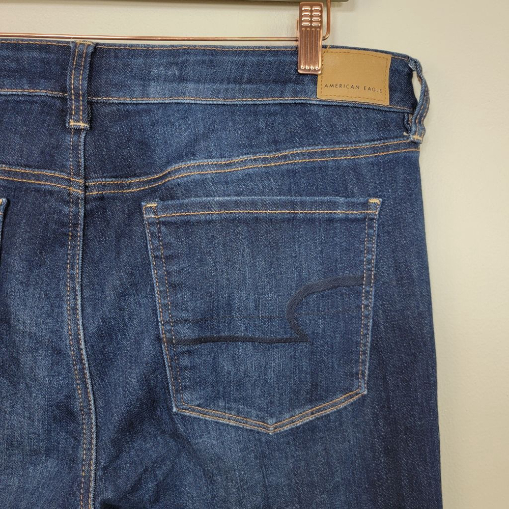American Eagle Skinny Hi Rise Jegging Jeans Dark Blue Wash Stretch AE 16 Long L - Picture 7 of 11